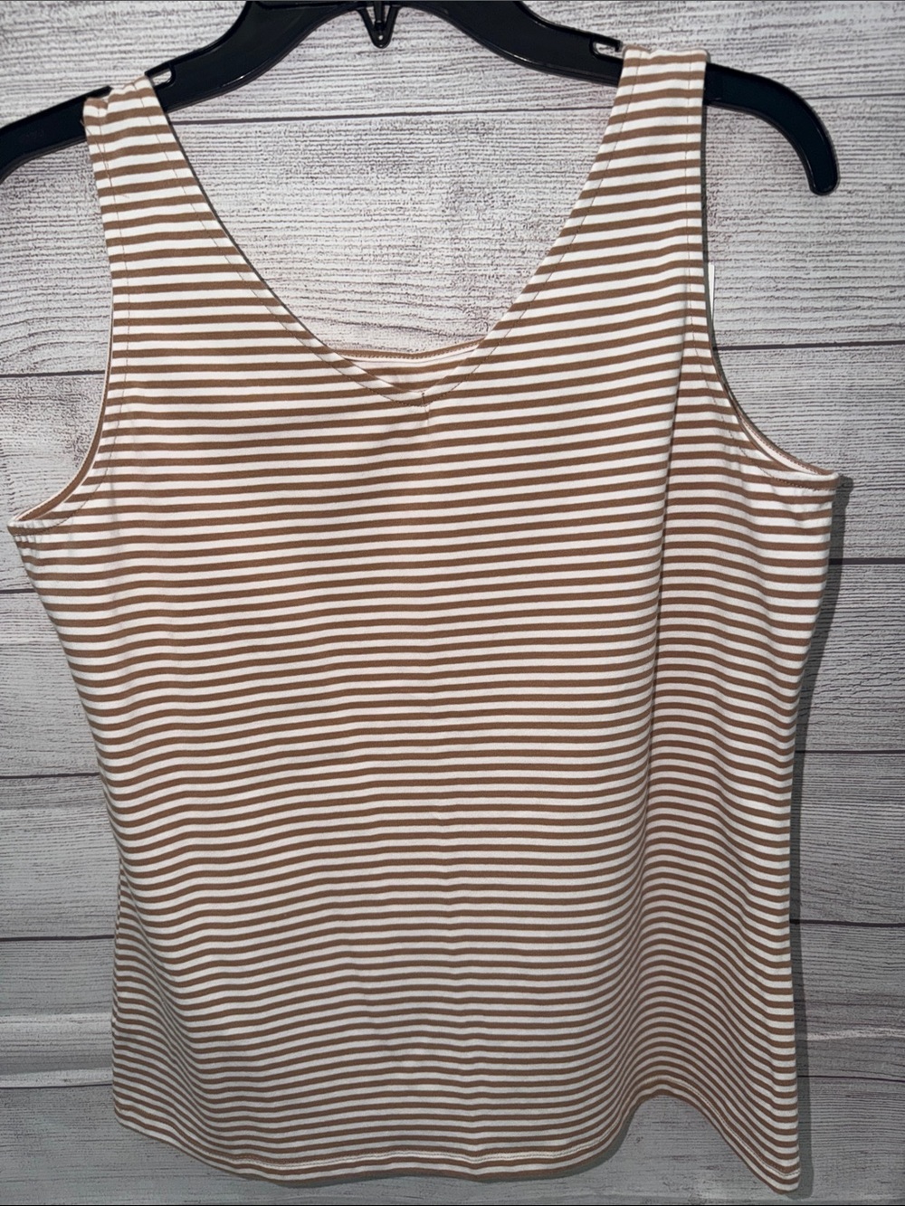 Talbots Beige and White Striped Tank Top
